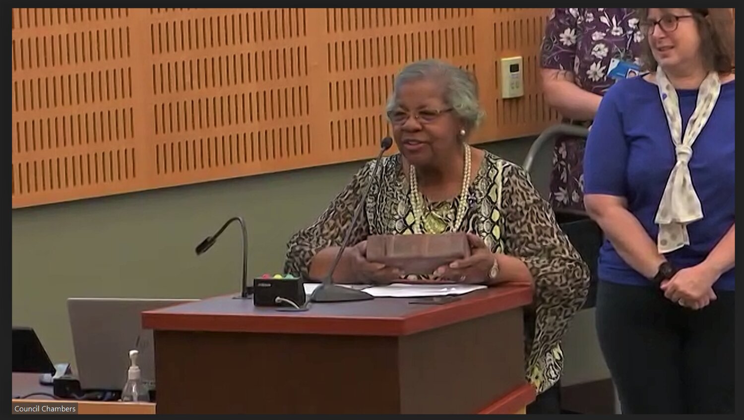 Dr. Thelma Jackson thanked the commission, she was awarded the Heritage Award in Olympia for her book Blacks in Thurston County, which tells the experiences of blacks during tumultuous times from 1950 to 1975.